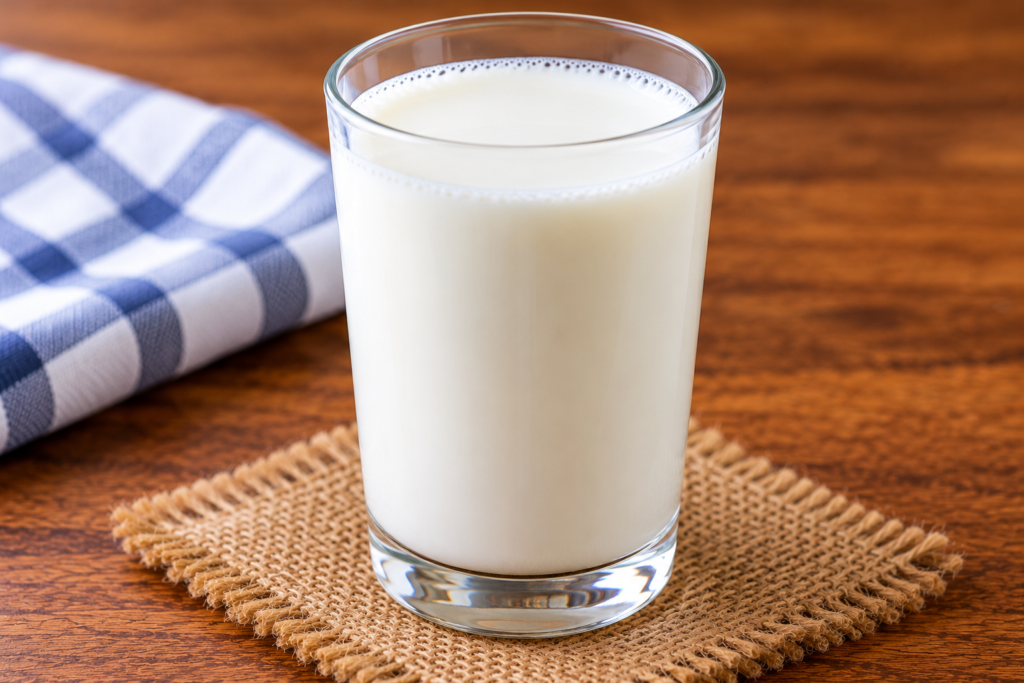 Glass of milk as a vegetarian protein source
