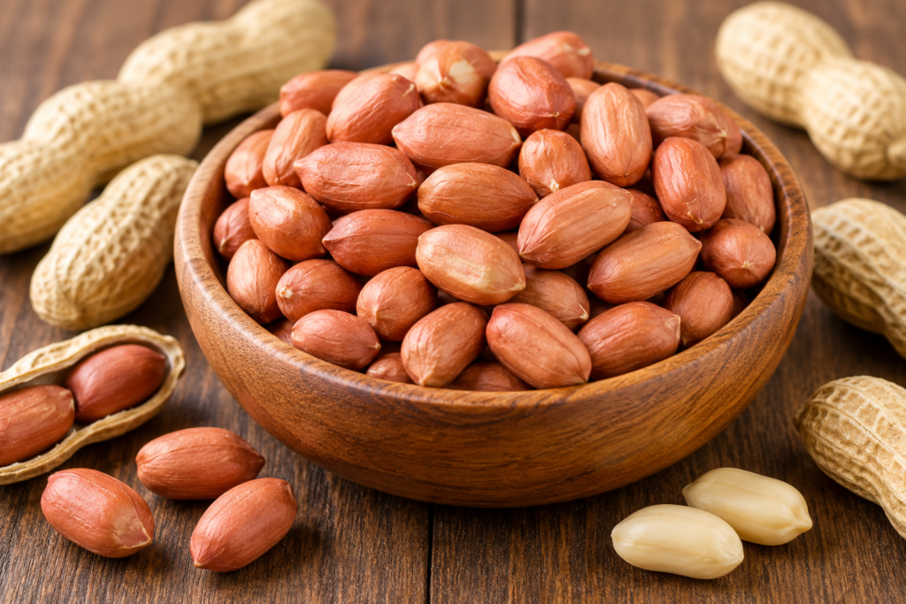 Peanuts in a bowl as an affordable plant-based protein source